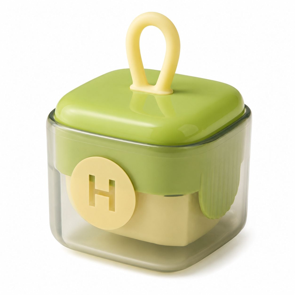 Rola pentru scame Flippy, lavabila, forma de cub, plastic, verde, 6 x 4,3 x 4,3 cm