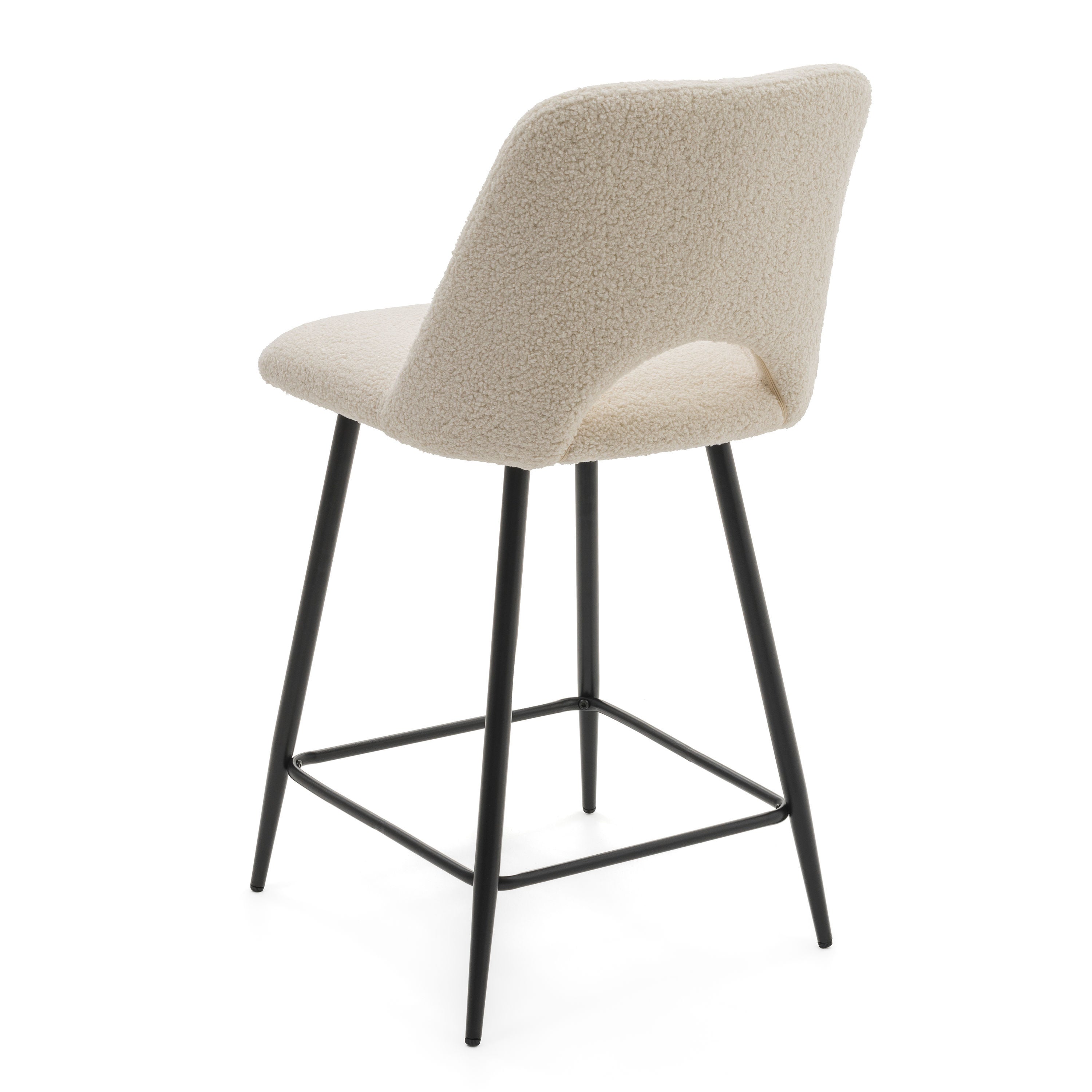 Hoker tapicerowany boucle teddy do salonu jadalni barowy ORO jasnobeżowy ecru - 7