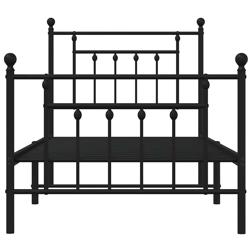 Metalowa rama łóżka z wezgłowiem i zanóżkiem, czarna, 90x190 cm vidaXL - 5