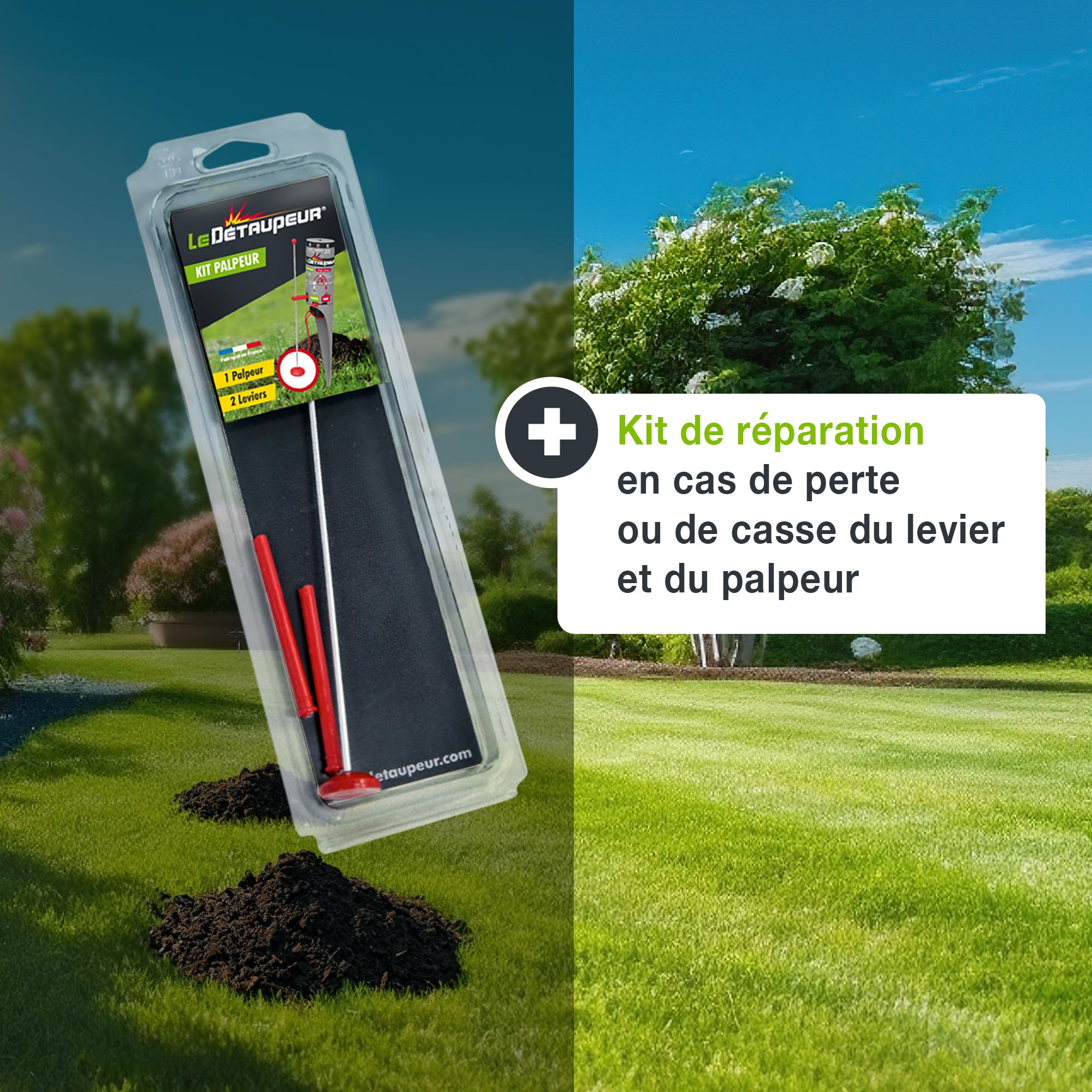 2 Kits Anti taupes & Campagnols - 4 Tiges + 2 Palpeurs Taupes et Pieges Anti Campagnols - Utilisable sous la Pluie et en Toute Sécurité - 3