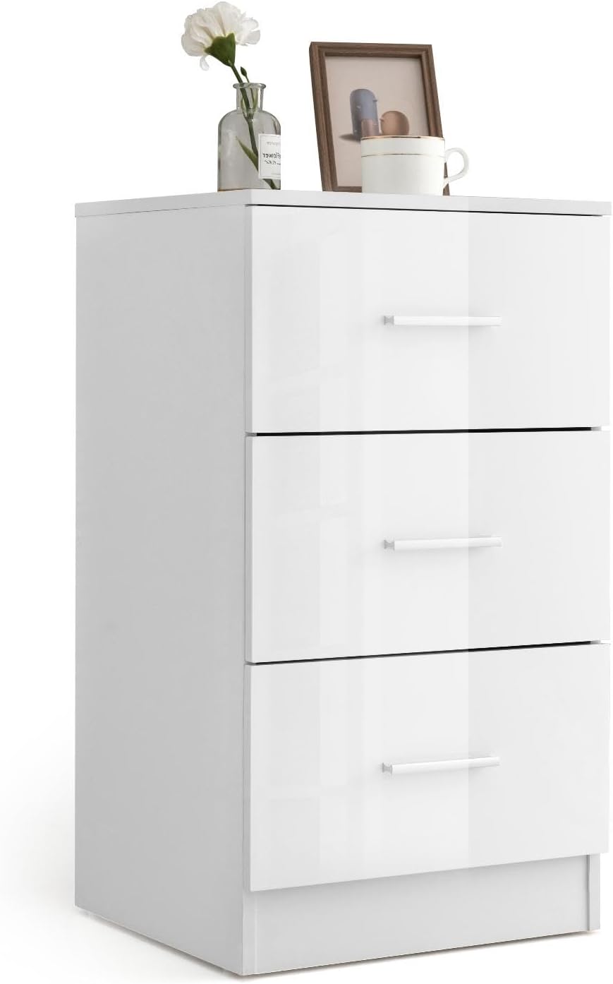 Szafka Biurowa z 3 Szufladami, Wytrzymały i Wielofunkcyjny Segregator na Dokumenty, Idealny do Gabinetu, Sypialni, 37 x 34 x 66,5 cm (Biały, 1 Szt.)