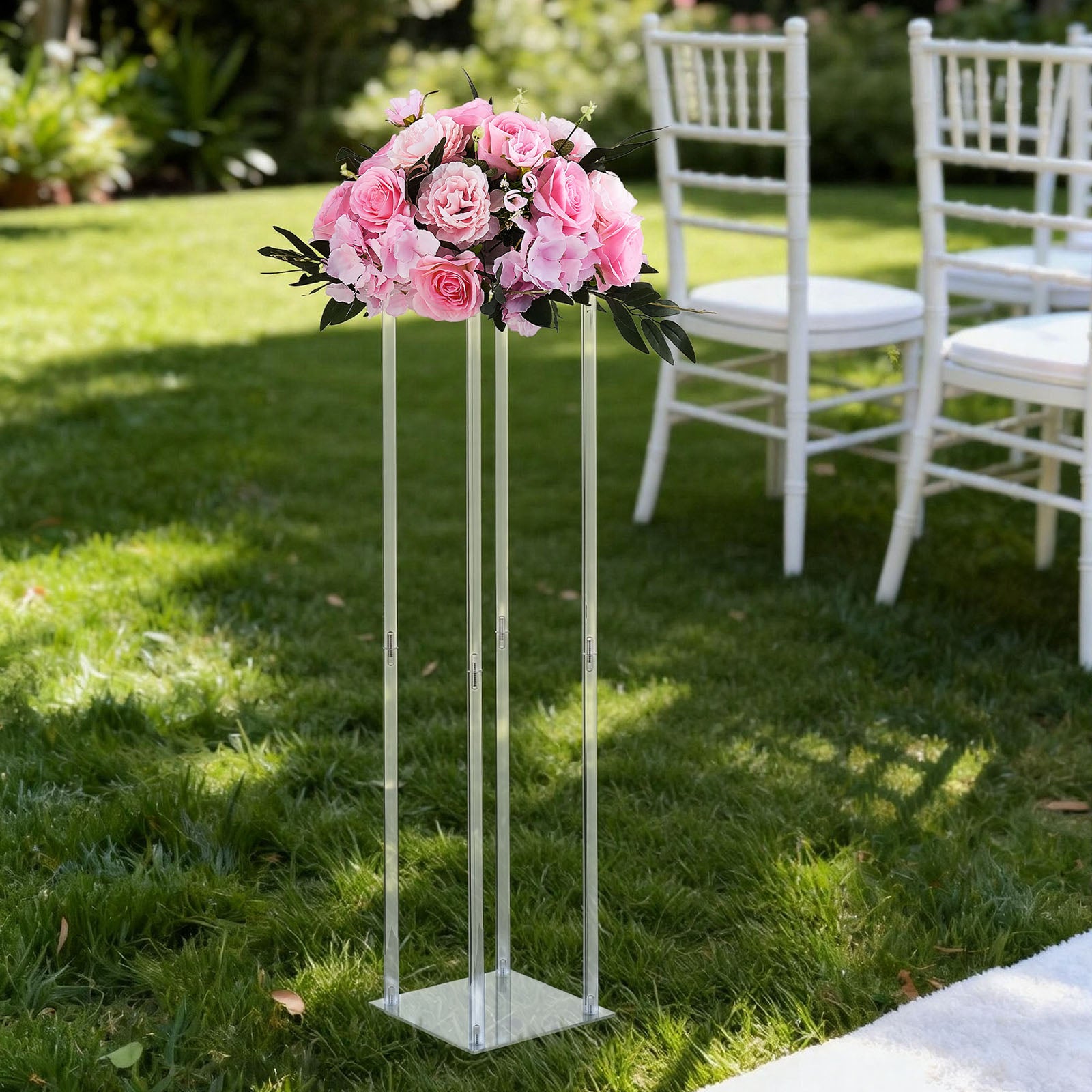 Lot de 10 colonnes SucceBuy en acrylique transparent de 80 cm pour compositions florales, parfaites pour fetes, anniversaires et decoration interieure - 8