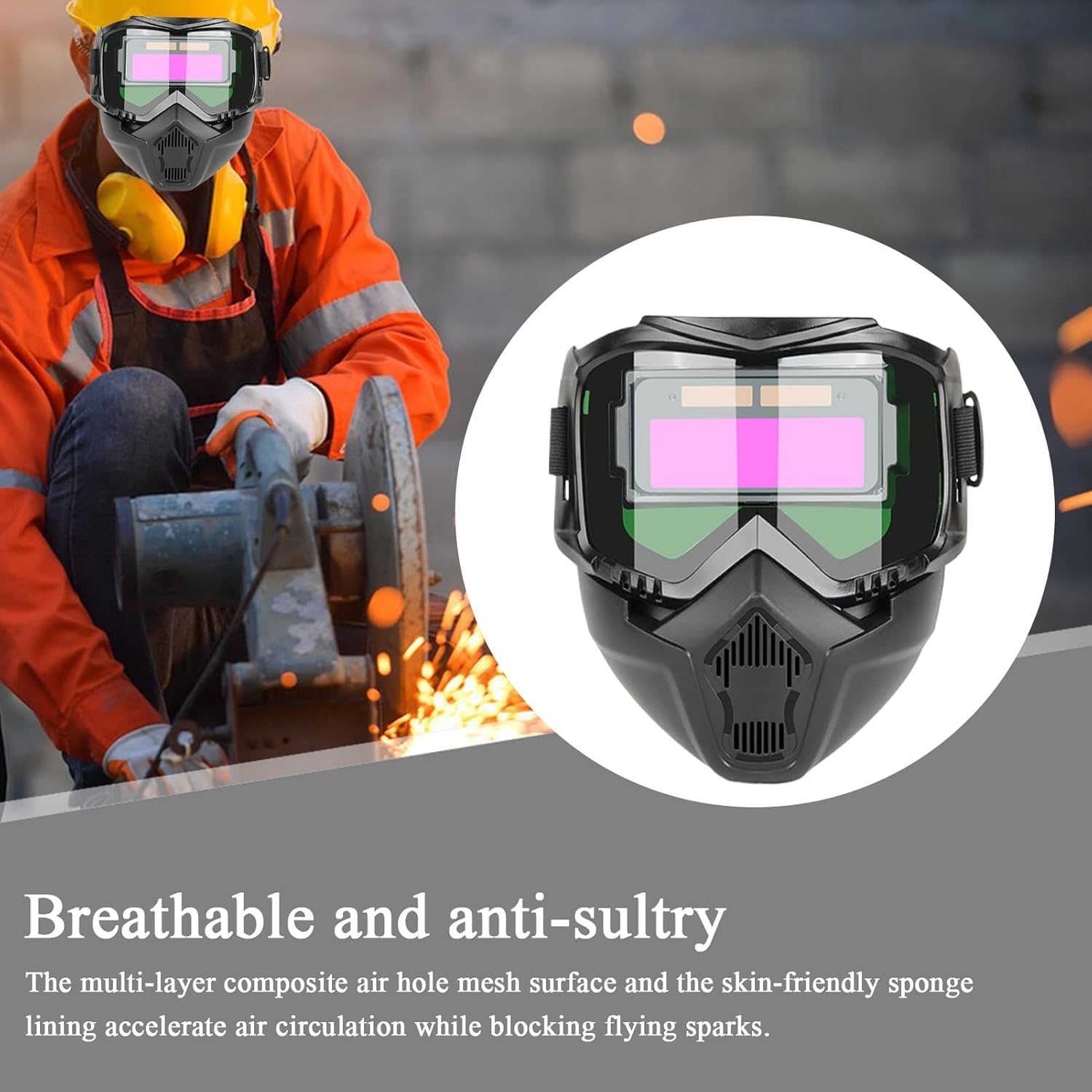Casque de Soudage à Assombrissement Automatique, Protection Amovible pour Soudage, Masque Respiratoire pour Meulage et Soudure avec Écran de Protectio - 3