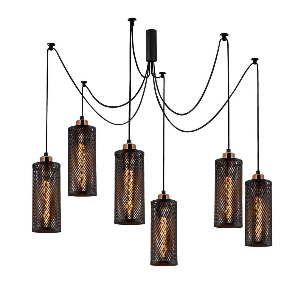 Suspension 6 lumières noir à hauteur réglable Ama | Leroy Merlin