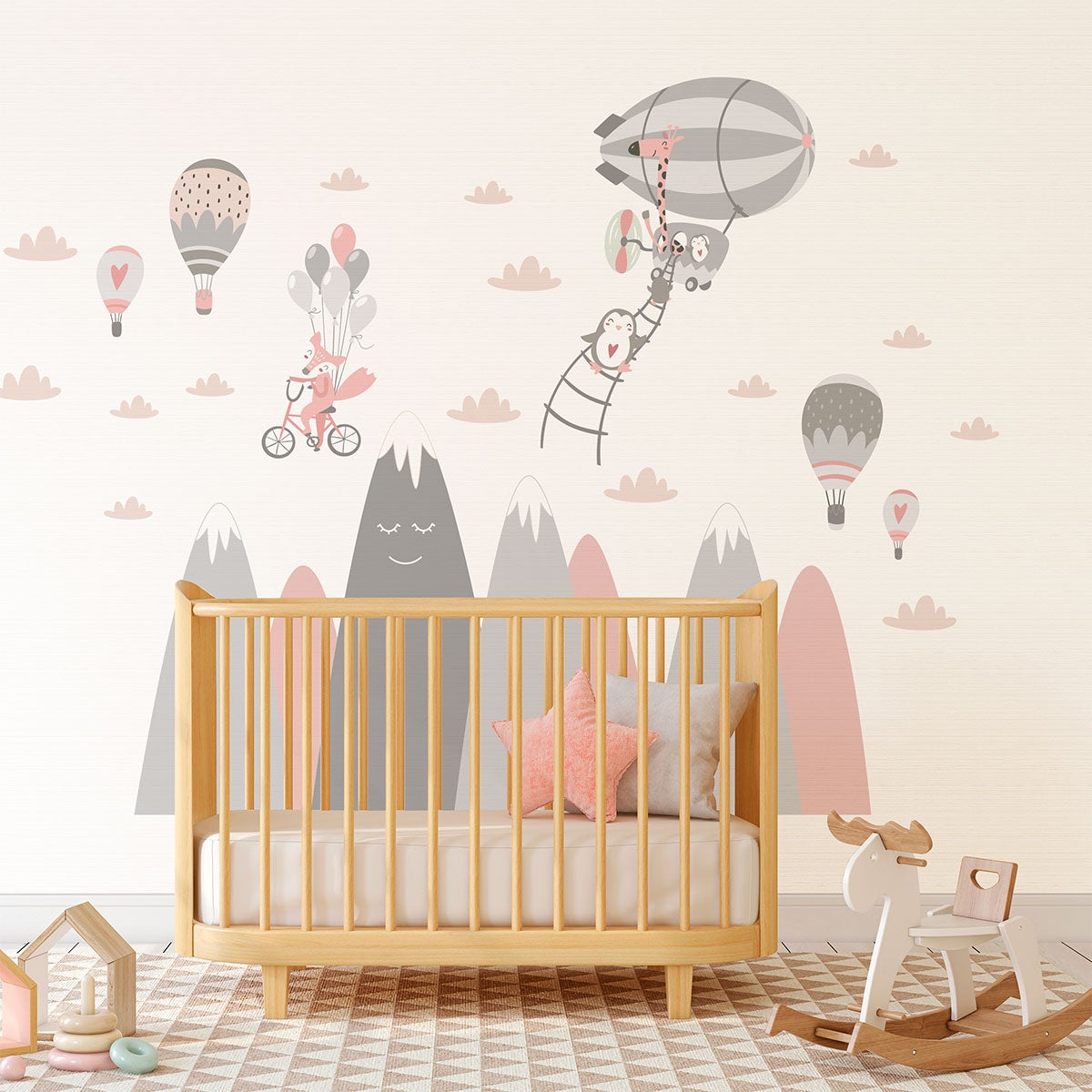 Adesivo bambino di montagna scandinavo animali divertenti - Sticker adesivo - adesivi murali - 90x135cm - 3