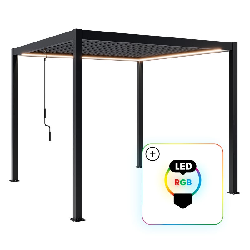 Pergola Ogrodowa Bioklimatyczna 100% Aluminiowa NORDVIC Skyline LED 3x3 m Antracyt