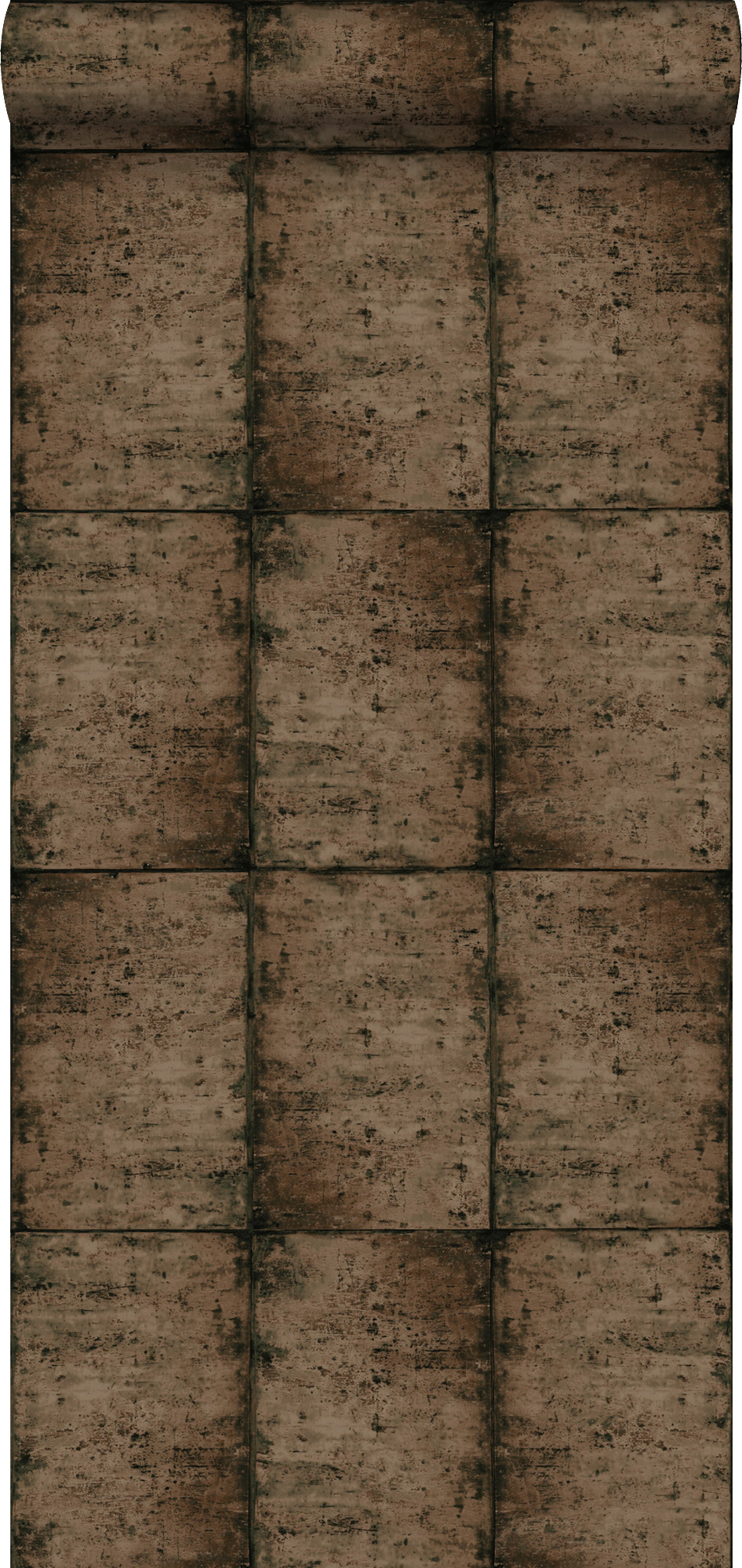 Papel pintado láminas de zinc marrón agrisado - 53 cm x 10,05 m - estahome