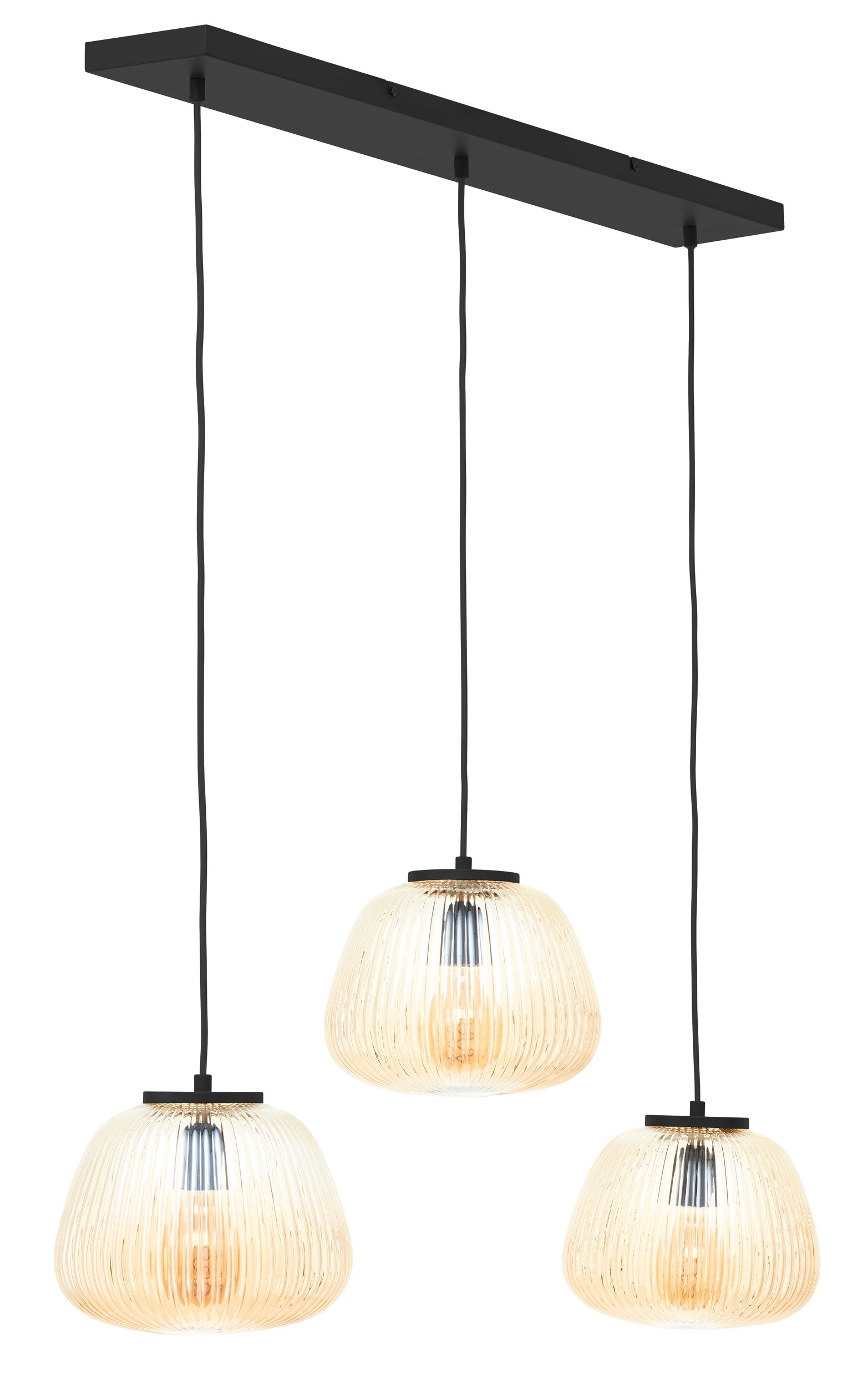 Brilliant Lamp Kaizen 3-lampowa lampa wisząca bursztynowy/matowy czarny metal/brązowe szkło 3x A60, E27, 40 W - 4