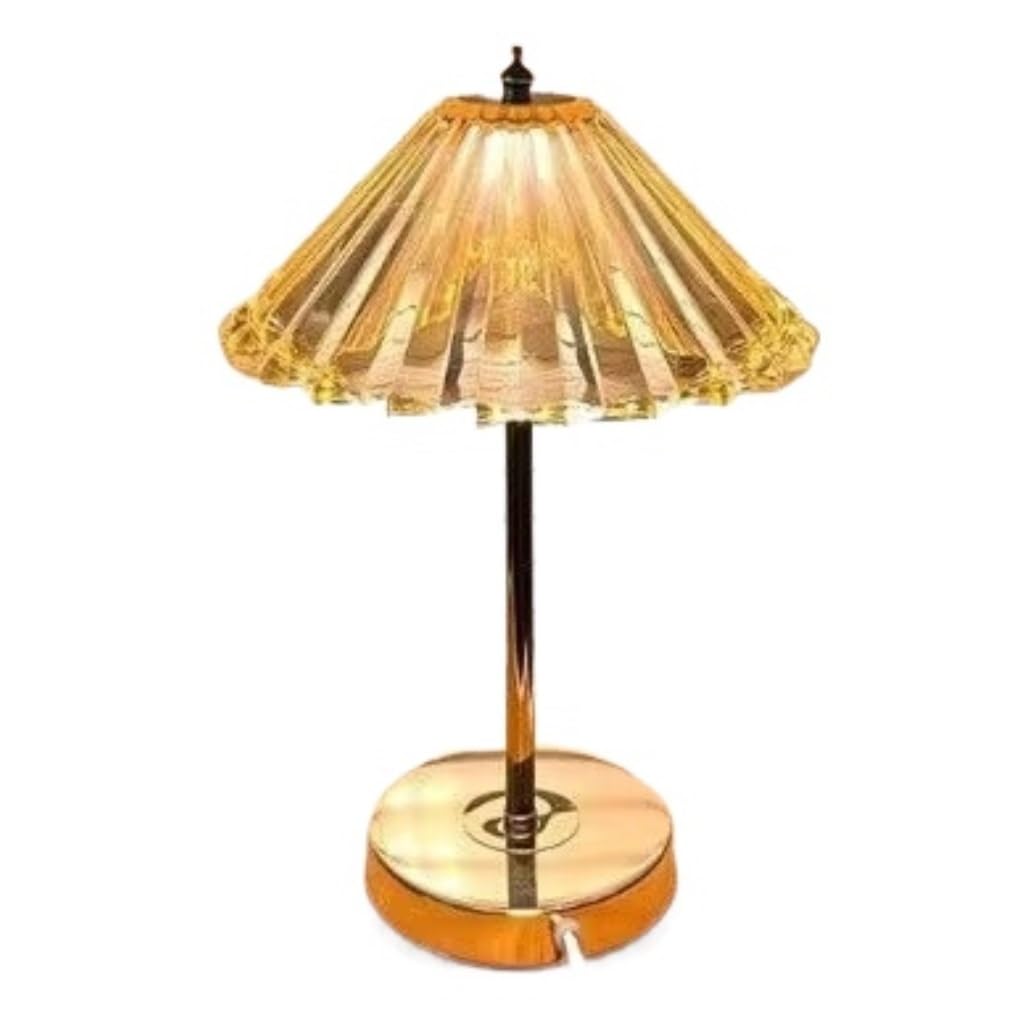 Lampe De Chevet Cacatoès 58cm - Style Art Déco Doré, Abat-jour Rond