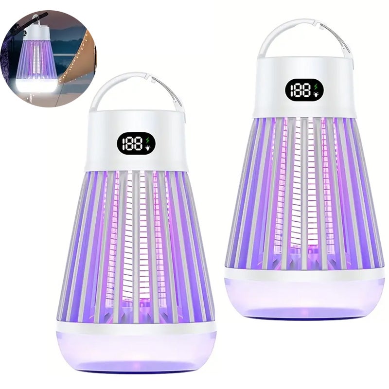 Elektryczna lampa przeciw komarom 2 w 1 - Zabójca much i komarów, ładowana przez USB, do wnętrz/na zewnątrz, kemping, ogród - 10 sztuk