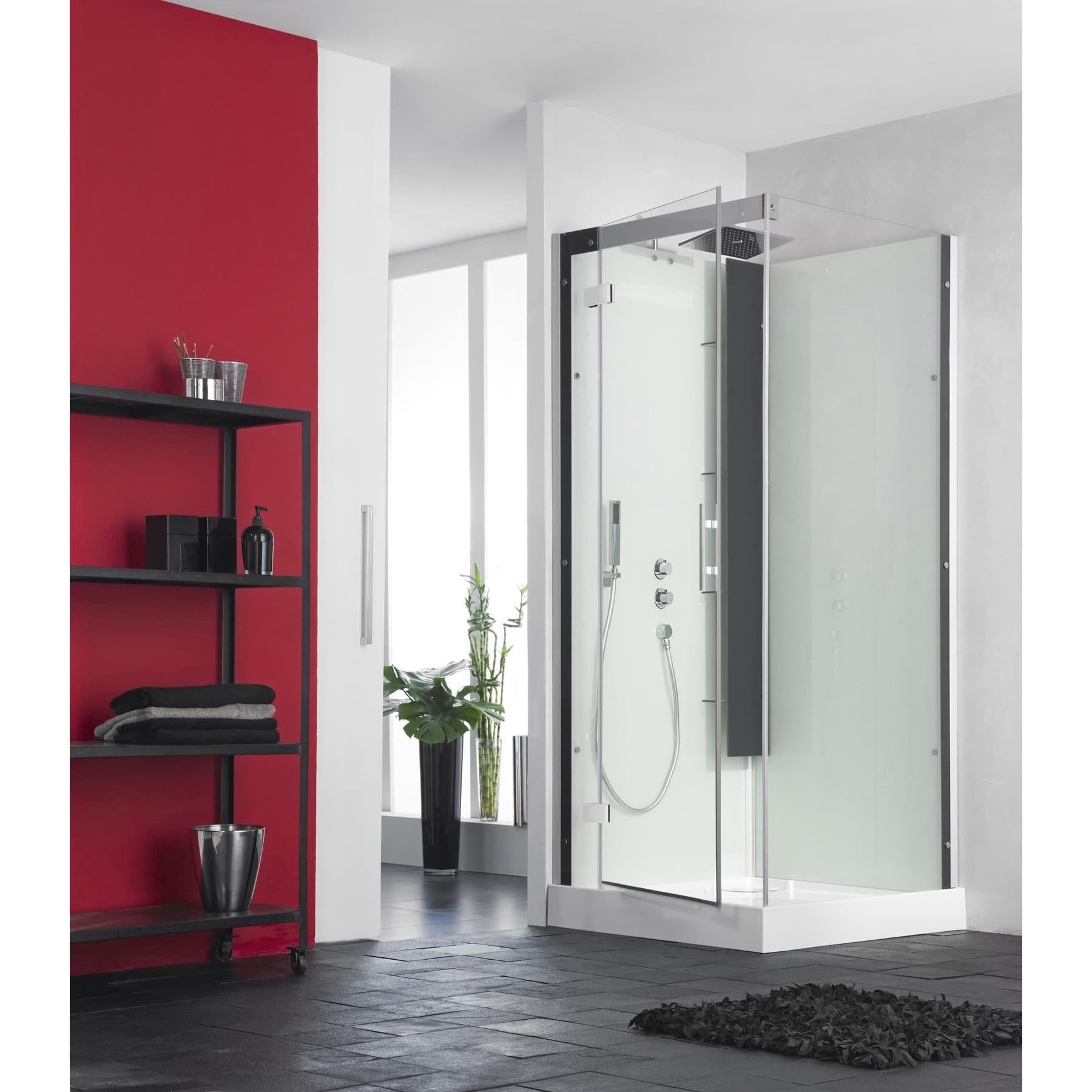 Cabine de douche Kinedo 90x90 H bac 12,5 cm TH perle noire Leroy Merlin