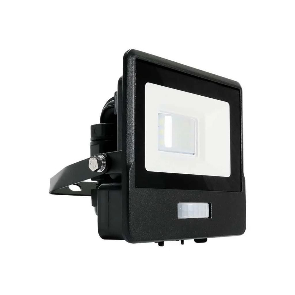 Reflektor LED Samsung Chip 10 W z czujnikiem ruchu PIR, czarny, 3000 K, IP65
