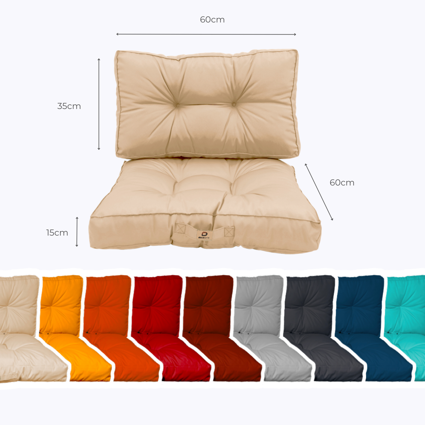 Coussins pour salon de jardin capitonné 60x60cm Beige - 5