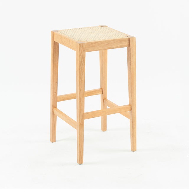 Tabouret pour îlot central 65 cm en cannage et bois - Kappa