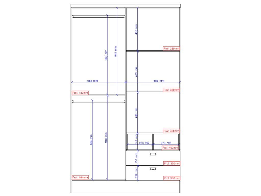 Armoire ODILON - 4 portes & 2 tiroirs - L.120 cm - Blanc - 5