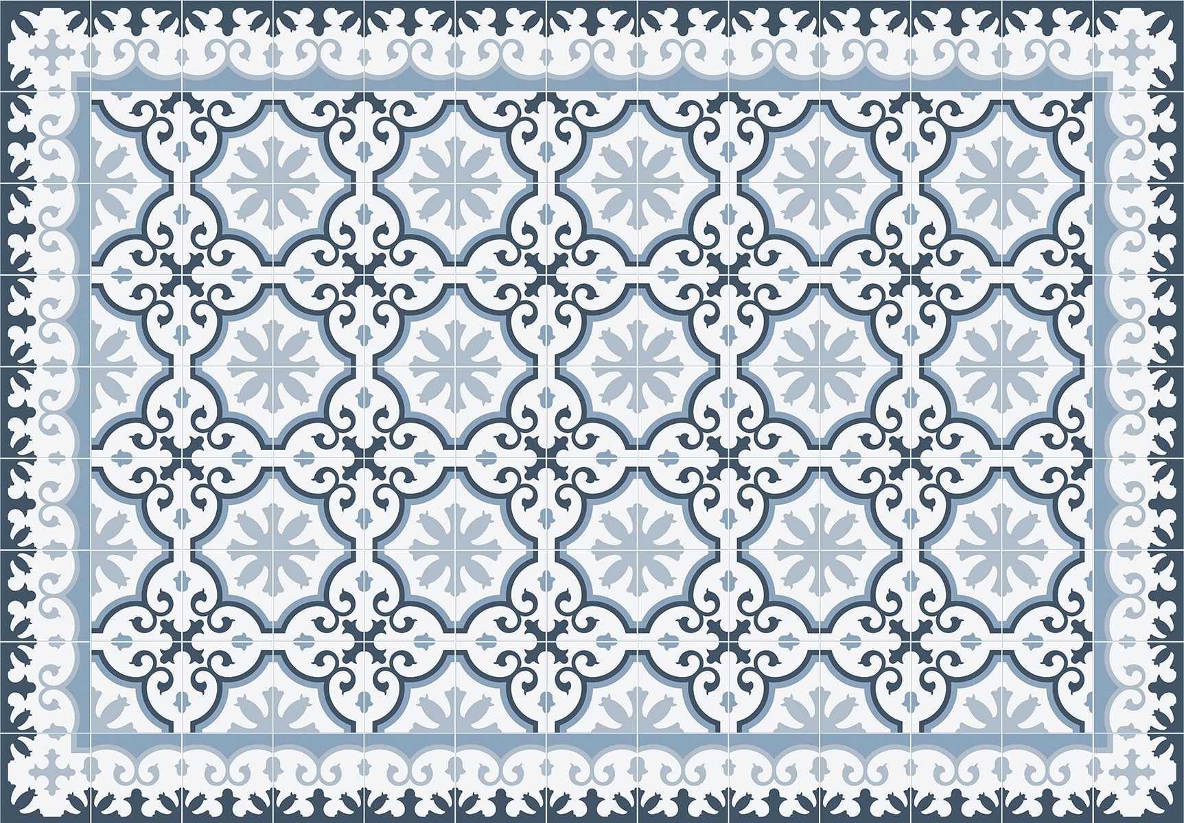Dywan winylowy Marseille niebieski 160x230 cm - antypoślizgowy dywan z PVC do kuchni lub salonu, wodoodporny, zmywalny, ognioodporny