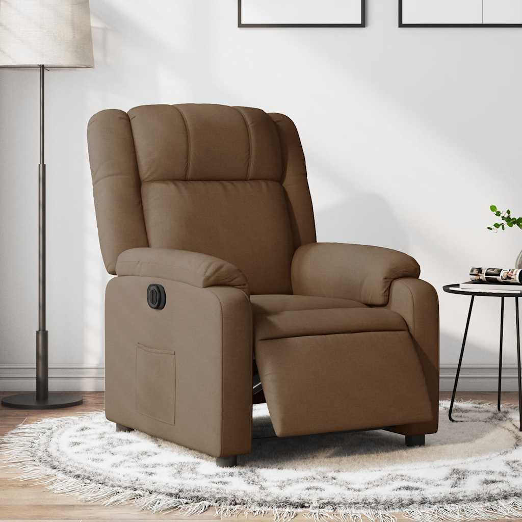 Fauteuil relax électrique ORION tissu marron - Fauteuil