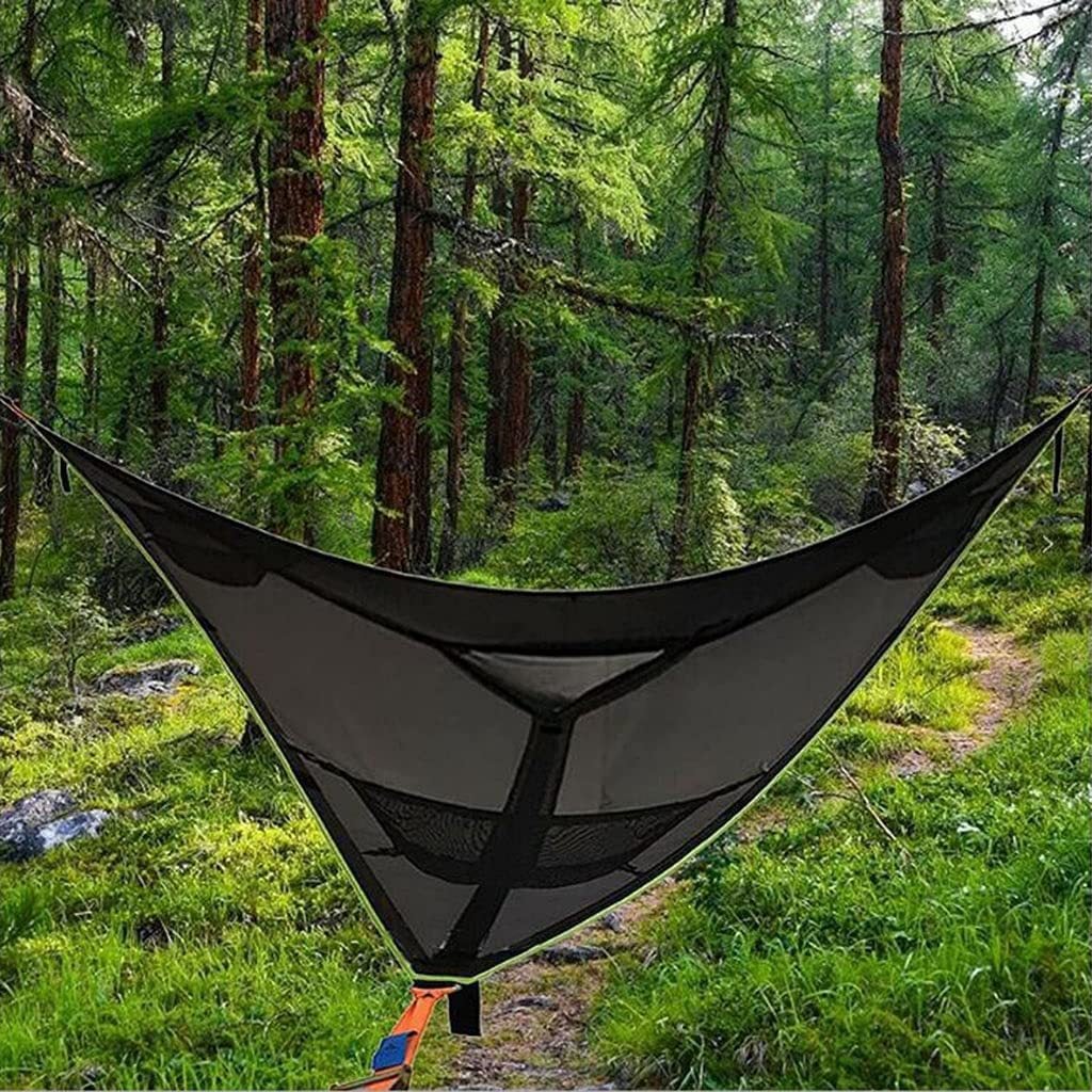 Zewnętrzny hamak trójkątny, przenośny hamak z siatki, namiot drzewny powietrzny, leżanka z siatki rekreacyjnej (czarny)，280*280*280CM