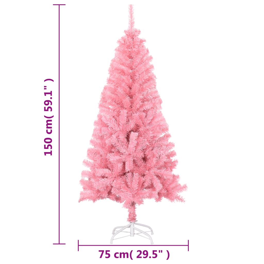 Maison Exclusive - Albero di Natale Artificiale Sottile con Base Rosa 150 cm PVC - 6
