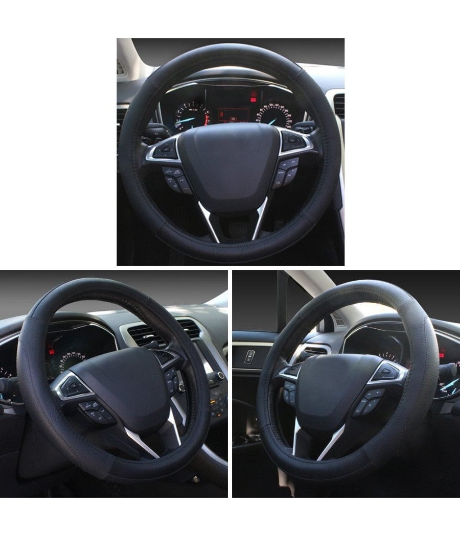 Trade Shop - Coprivolante Con Presa Comfort Per Volante Auto Nero In Gomma Diametro 38 Cm - - 3