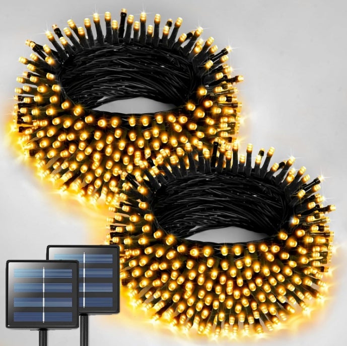 Zewnętrzne solarne lampki sznurkowe na Boże Narodzenie, do dekoracji dziedzińca, ogrodu, aranżacji, gwieździste lampki