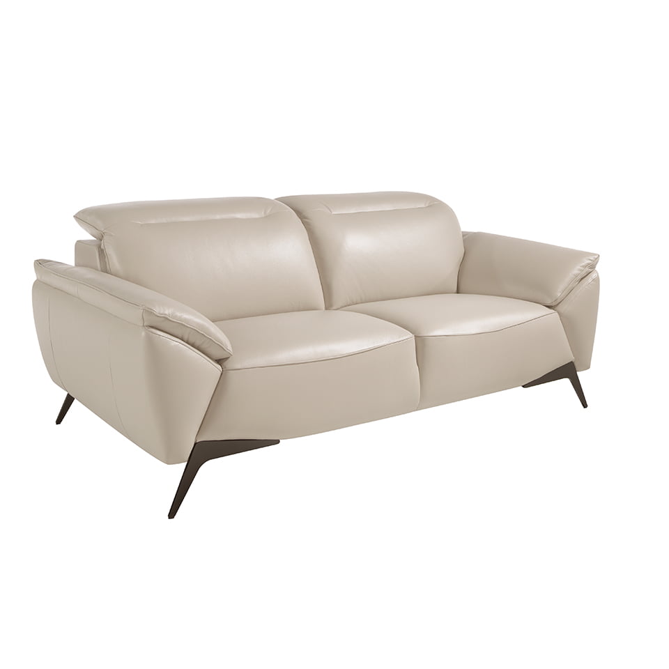 Sofá 2 plazas piel vacuno gris taupé 191 x 107 x 78/102 cm.