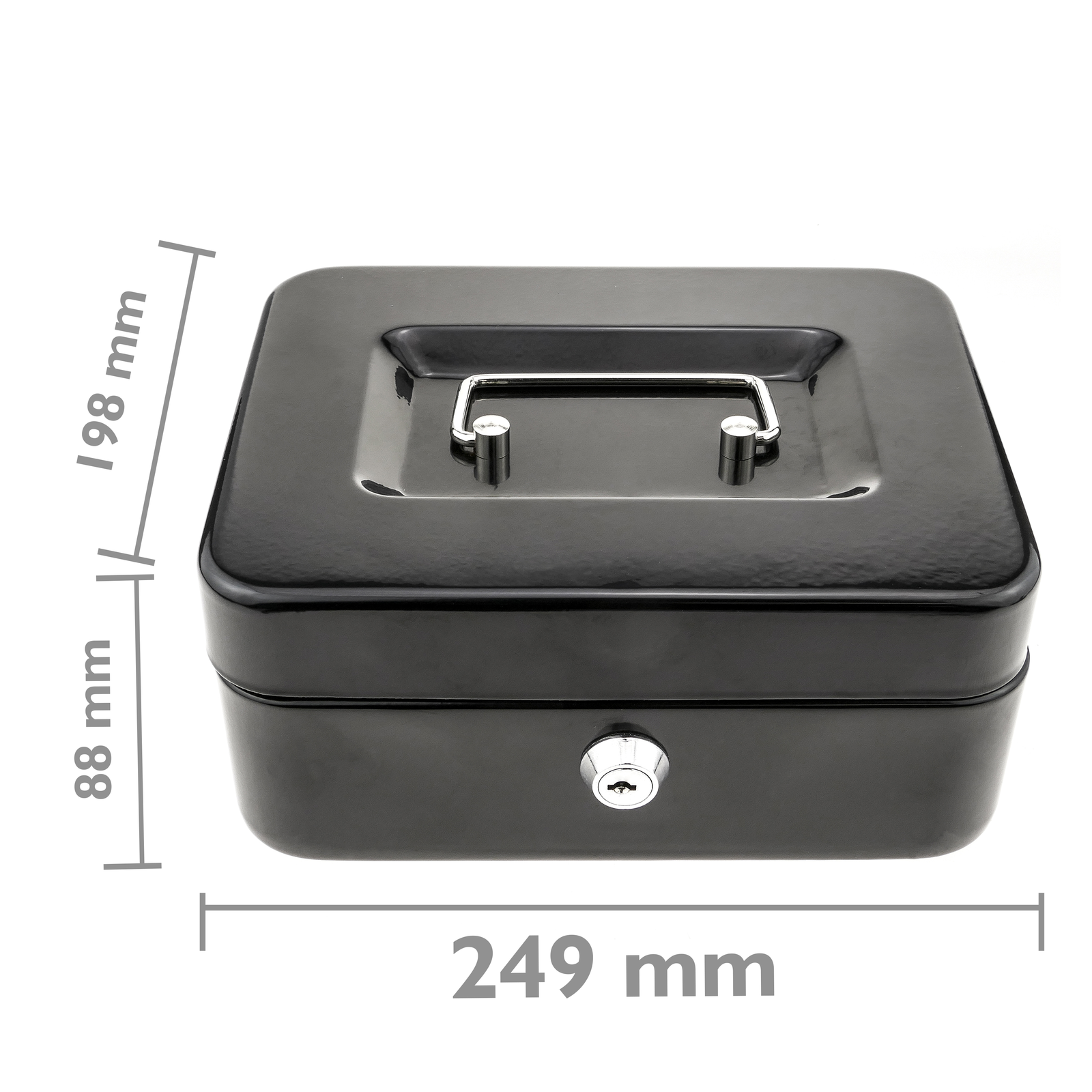 Caisse a monnaie et billets Boîte métallique portable en acier 198 x 158 x 88 mm - 2