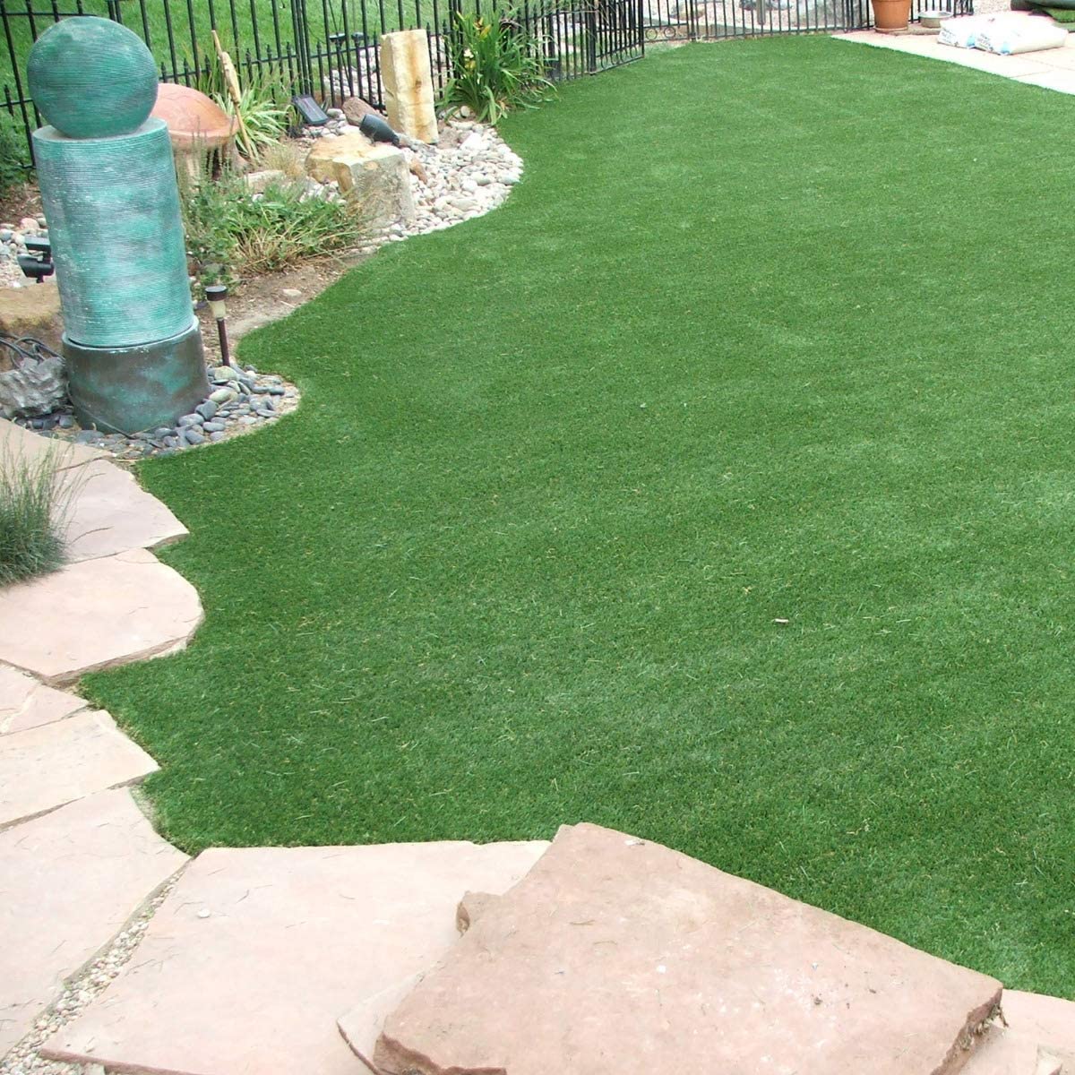 Prato Sintetico Manto Erboso Erba Finta Realistica Giardino 4 Sfumature di Colore Tappeto Erboso Sintetico Anti UV Atossico Drenante Ideale per - 4