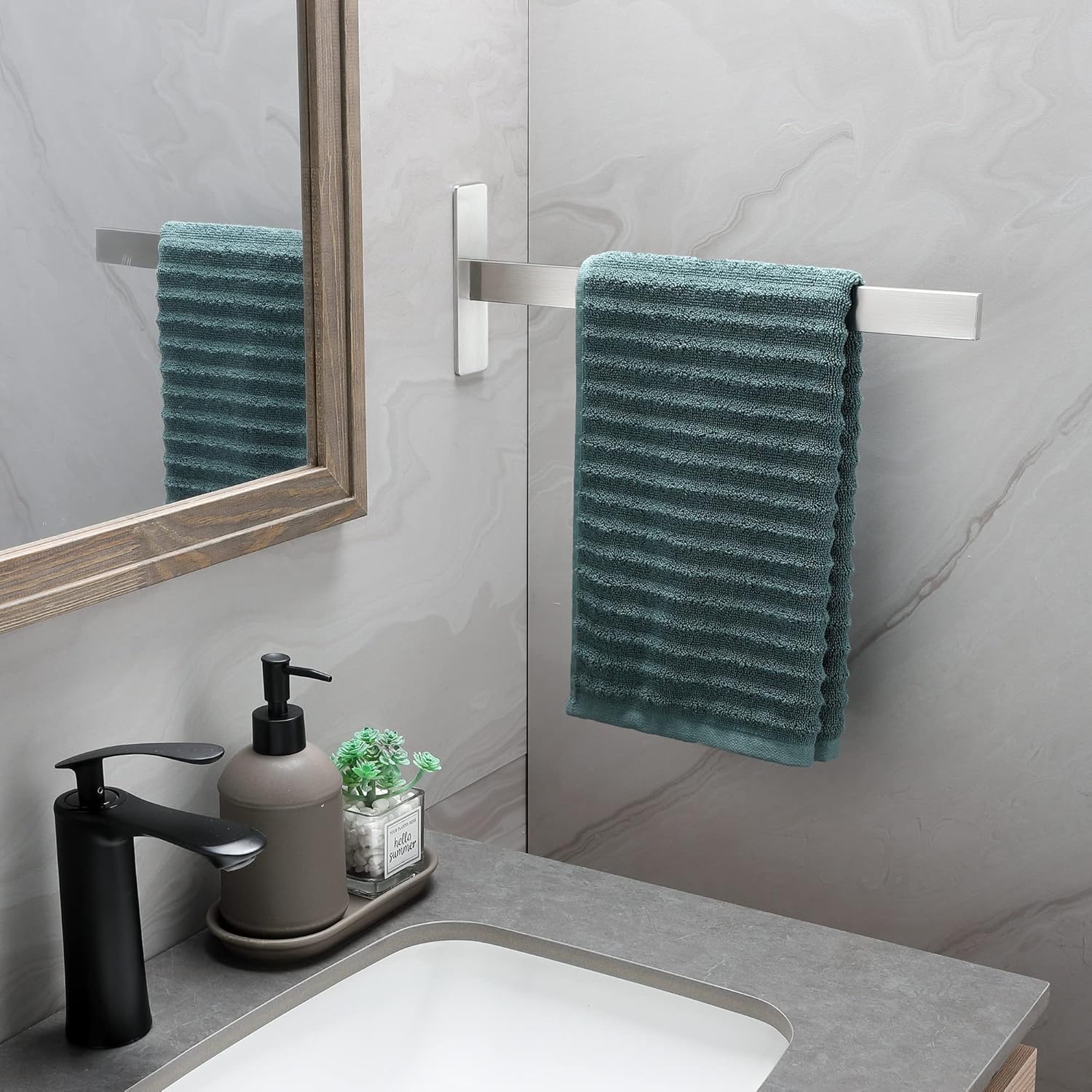 Nolimas Barra portasciugamani da bagno in nichel spazzolato, barra singola porta asciugamani, asta classica da parete, in acciaio inox SUS304, porta asciugamani da bagno o cucina, ripiano singolo, 61