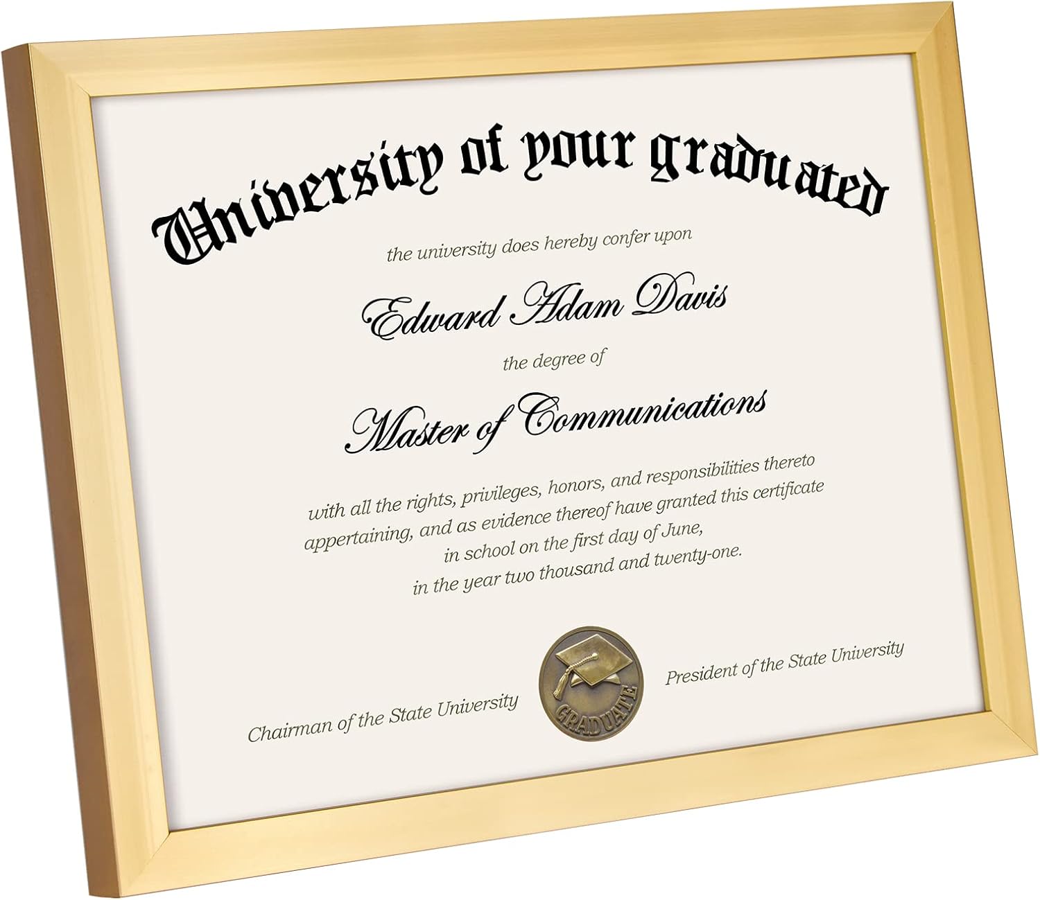 Cadre photo pour certificat avec verre HD, 8,5 x 11 pouces, cadre photo pour diplôme, pour mur et bureau, doré, lot de 5 - 2