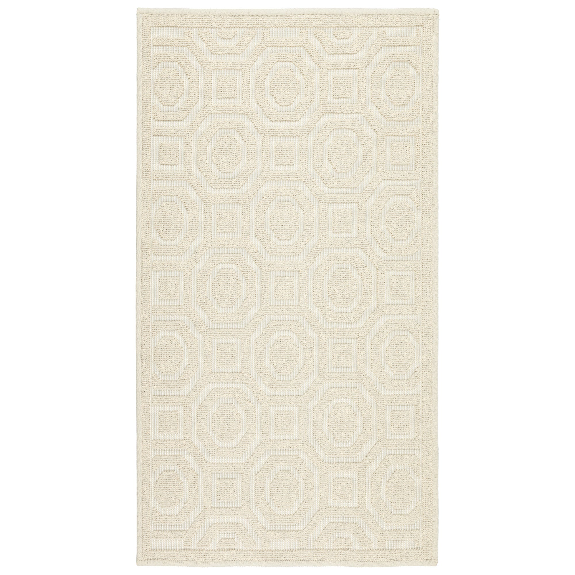 Dywanik łazienkowy Lino 73x135 cm bawełna egipska geometryczny beżowy