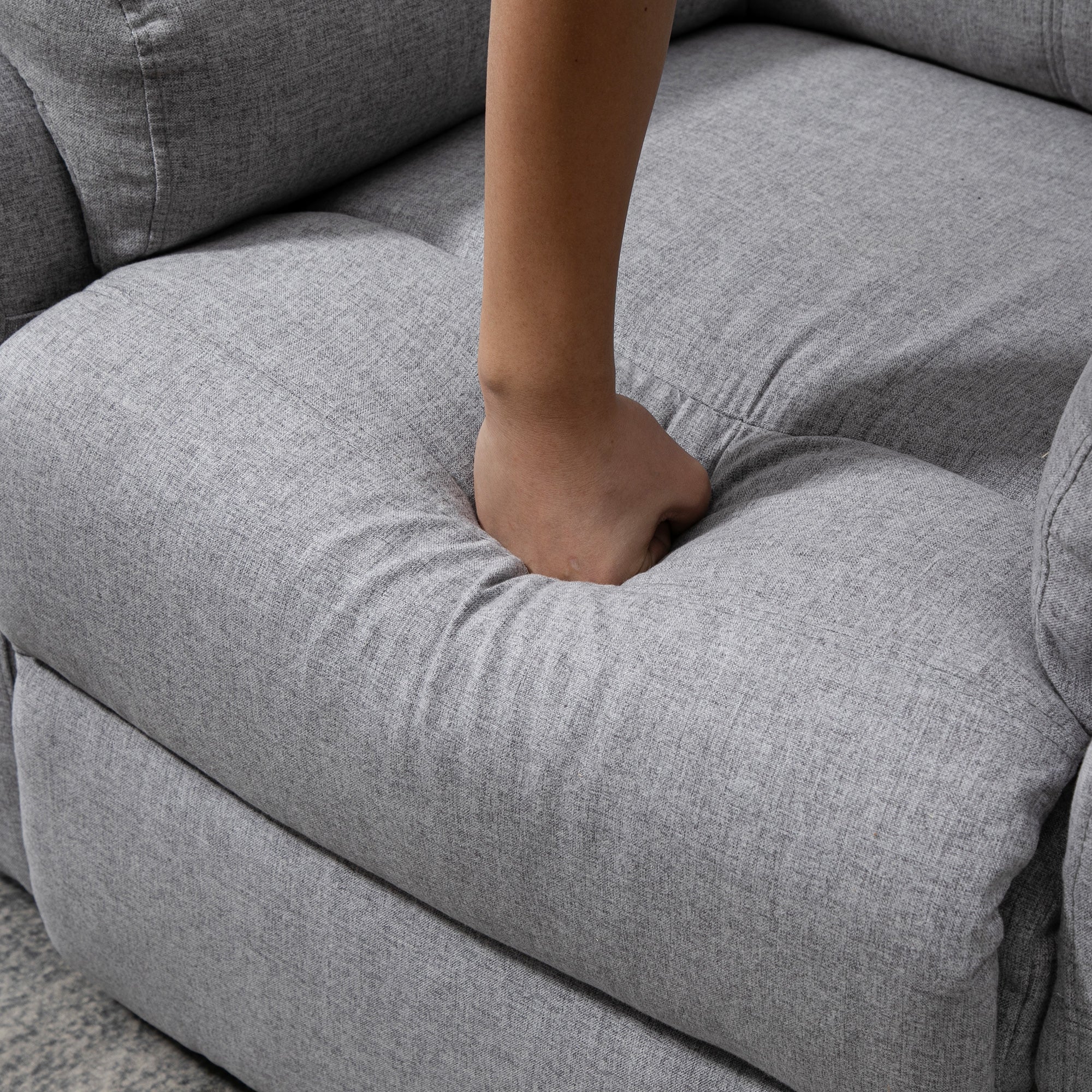 HOMCOM Poltrona Relax Alzapersona Elettrica Reclinabile con Telecomando e Poggiapiedi in Tessuto, Grigio Chiaro - 8