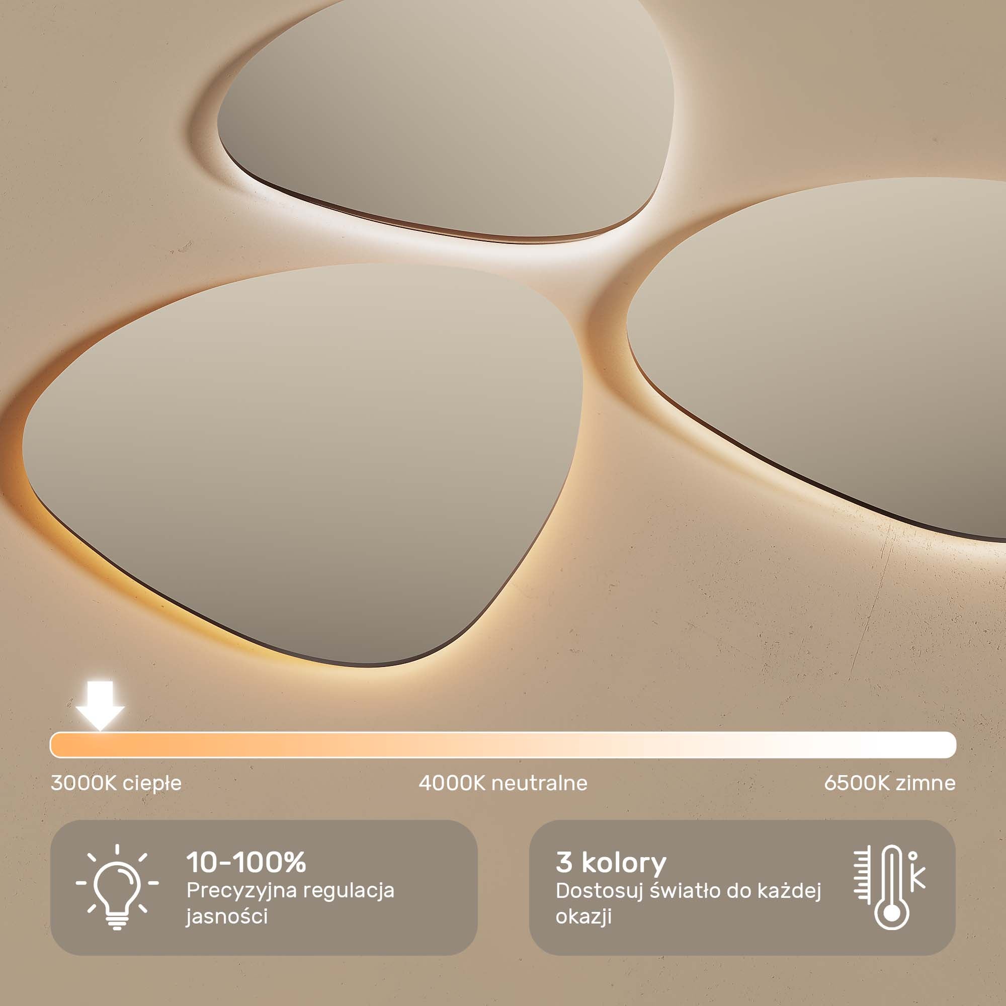 Miroir salle de bain LED forme arche 60x90 cm ARTFORMA – rétroéclairé, anti-buée, tactile, noir mat - 5