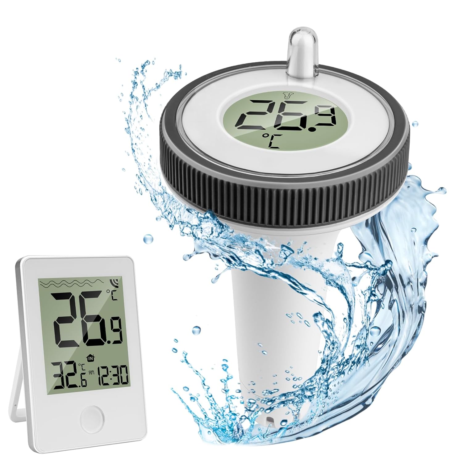 Thermomètre De Piscine Sans Fil IP68 - Capteur Flottant, écran LCD, Mesure Eau/air, Portée Jusqu'à 100 M