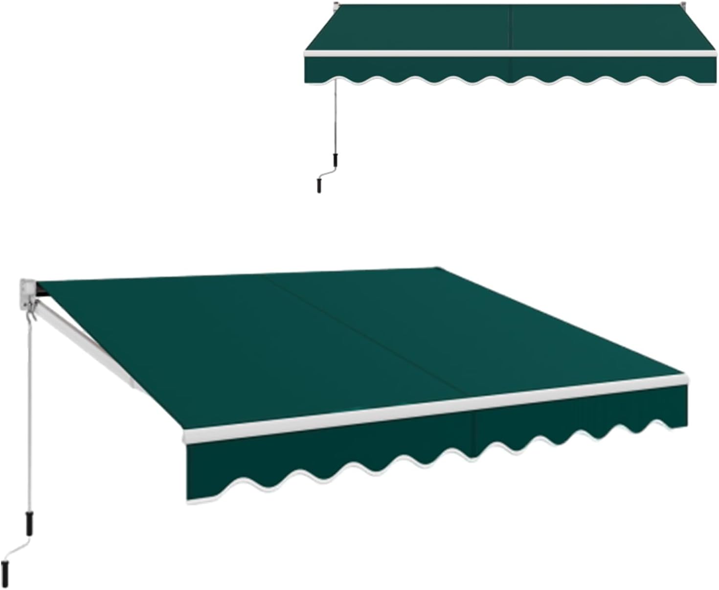 Toldo retrátil com manivela, toldo manual com revestimento em PA e estrutura de alumínio durável para guarda-sol (verde, 295 x 250 cm) - 2