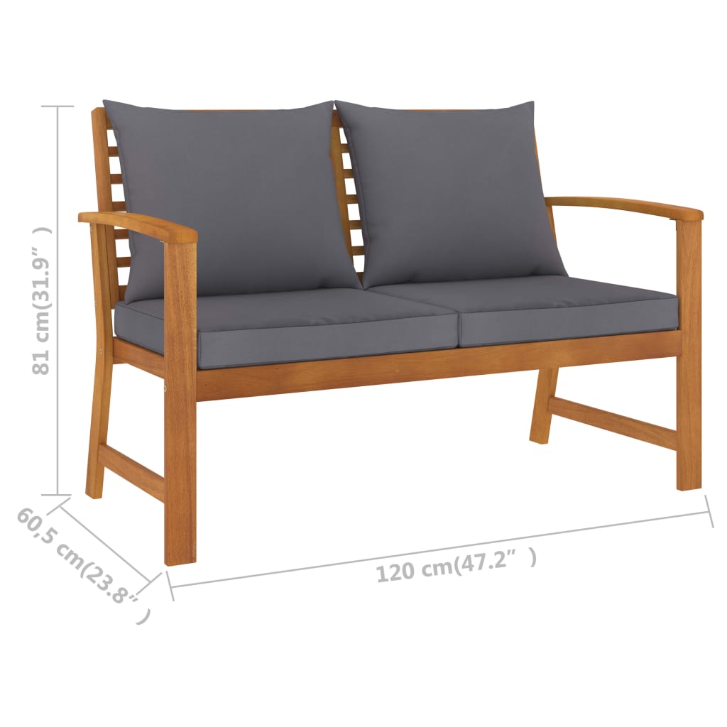 Maison Exclusive - Salon de jardin 3 pcs avec coussin Bois d'acacia solide - 8