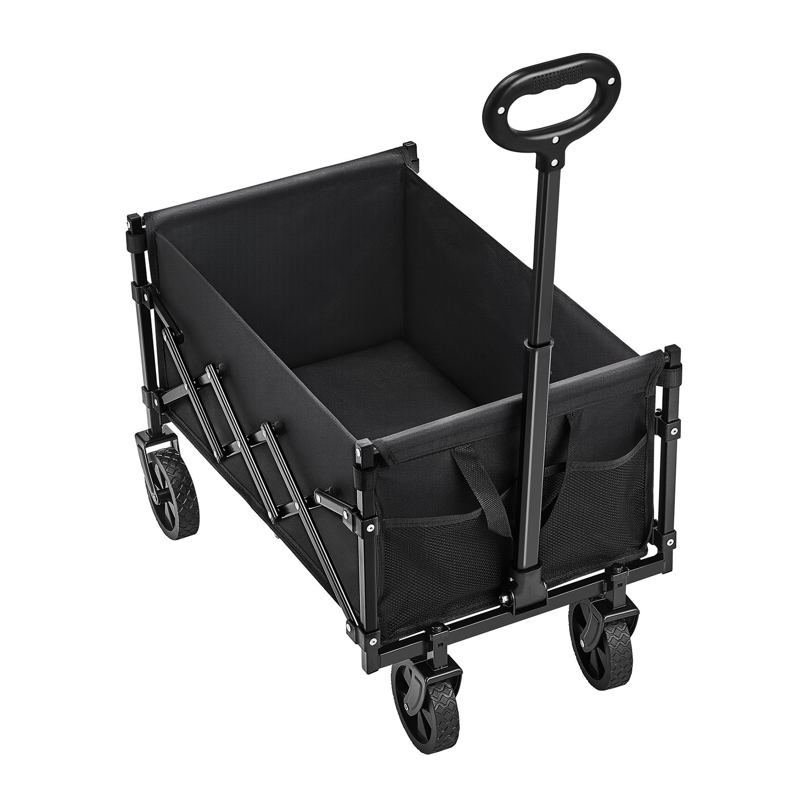 Chariot de Jardin Pliable,SucceBuy 120 L,Chariot de Transport Utilitaire Portable Robuste 102,06 kg avec Roues Tout-terrain,Poignée Réglable,Noir - 3