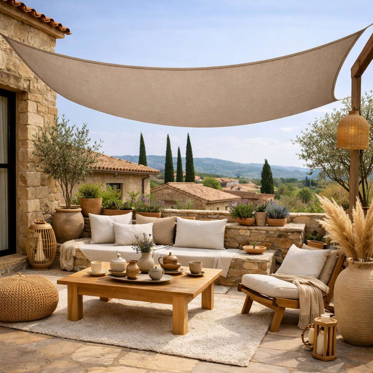 Voile d'ombrage rectangulaire pour terrasse, jardin, toile imperméable et résistant UV - 2 x 3 m - Taupe - Linxor - 5