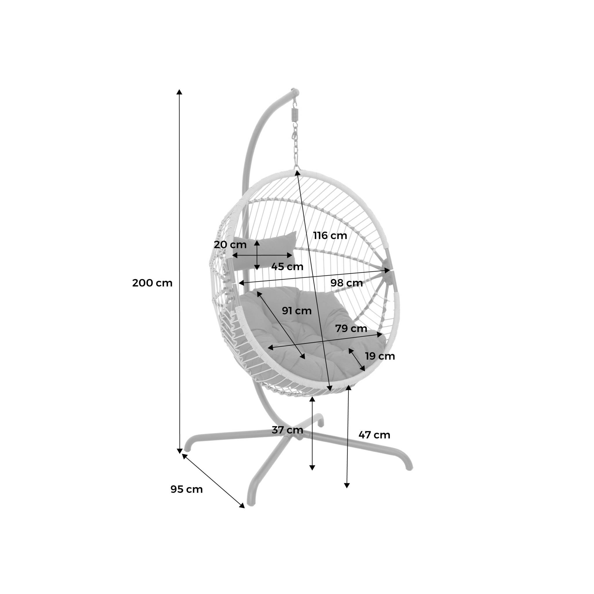 Oeuf suspendu acier polyester Cassis beige et noir. 96 x 95 x 200 cm CASSIS - 7