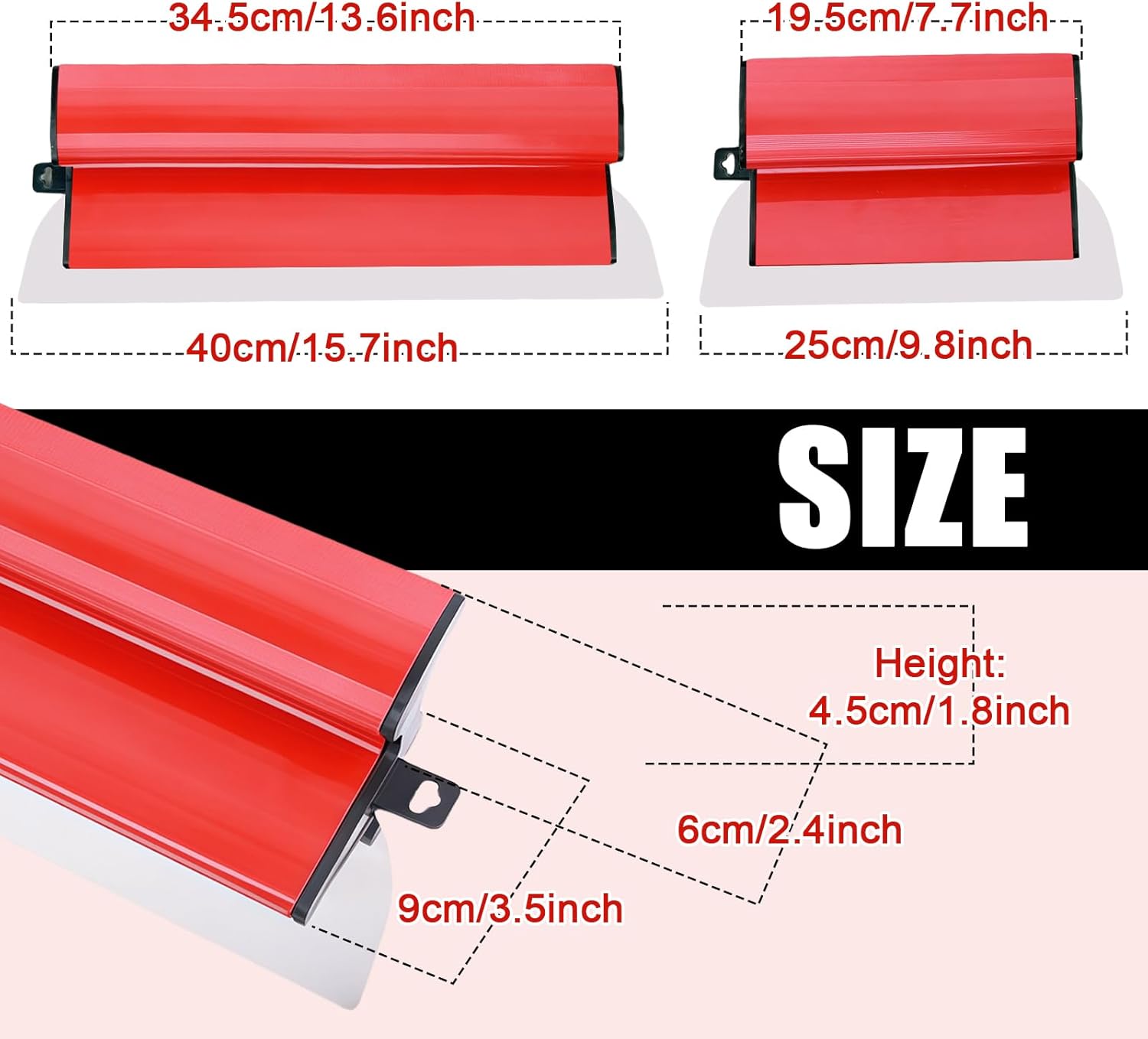 25 cm + 40 cm Acier Inoxydable Couteau a Enduire, Spatule Enduit Set, Lame D'écrémage, pour Construction de Cloisons Sèches et Décoration Murale - 2