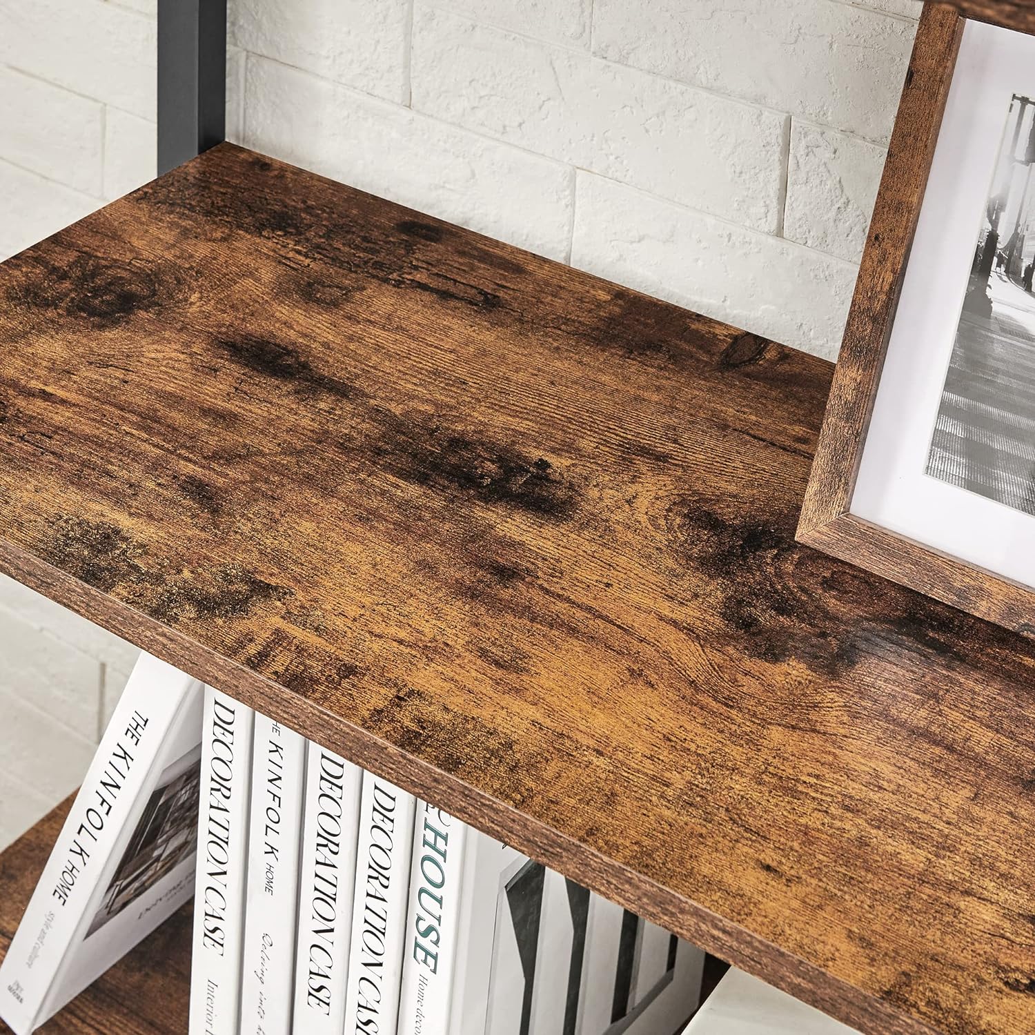 Étagère à 5 Niveaux, Bibliothèque, Meuble de Rangement, avec Sructure en Acier, pour Salon, Bureau, Entrée, Style Industriel - 4