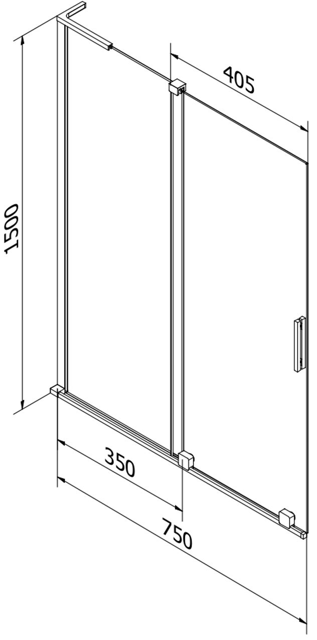 Mexen Velar L parawan nawannowy 2-skrzydłowy rozsuwany 75 x 150 cm, transparent, biały - 896-075-003-01-20