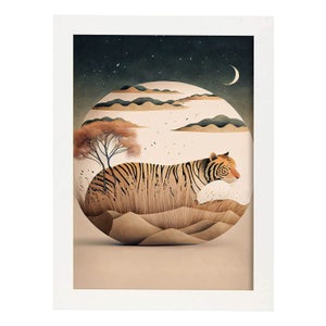 Quadro Su Tela Runa Art Tigre Colorata 5 Pezzi - Astratto Animali Per Camera Letto Corridoio - 2