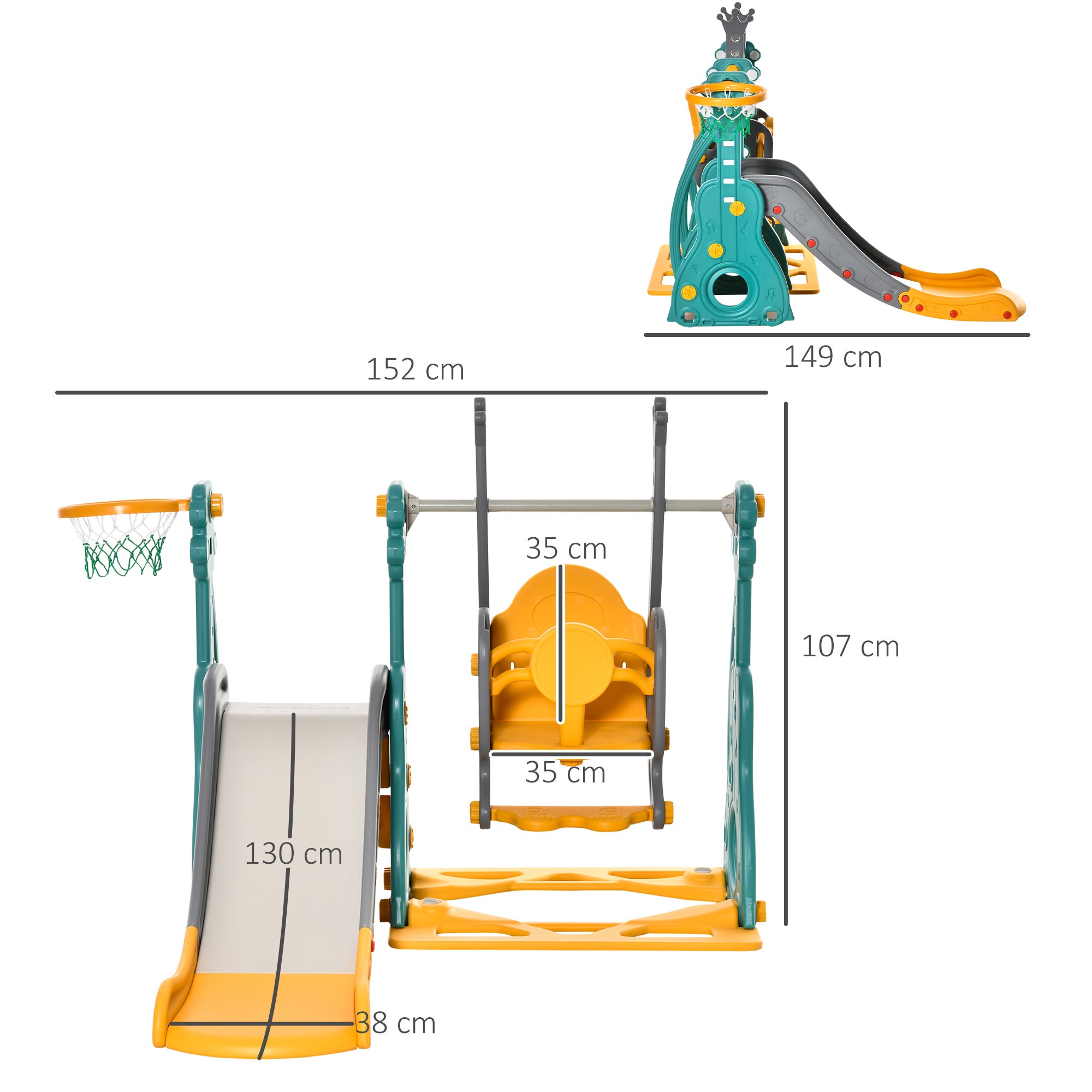 Toboggan et balançoire pour enfants HDPE HOMCOM - 3