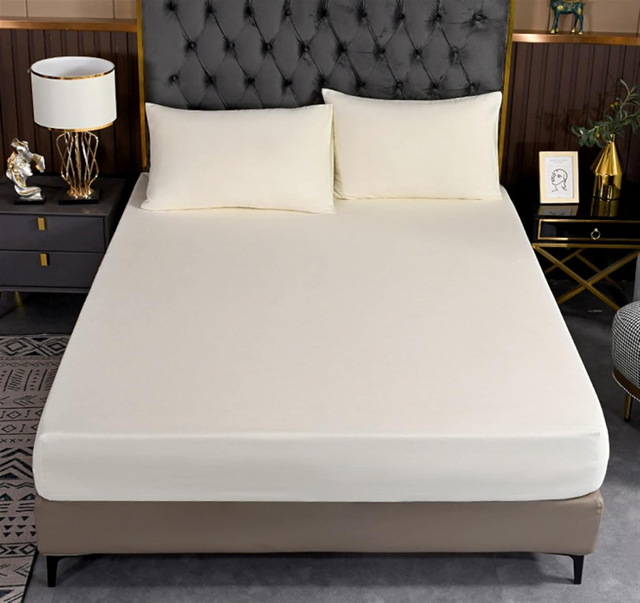 Housse protection épaisse en trois parties matelas de couleur unie, réduisant les problèmes causés par draps irréguliers ( blanc, 180&nbsp;x&nbsp;200&nbsp;x&nbsp;30)