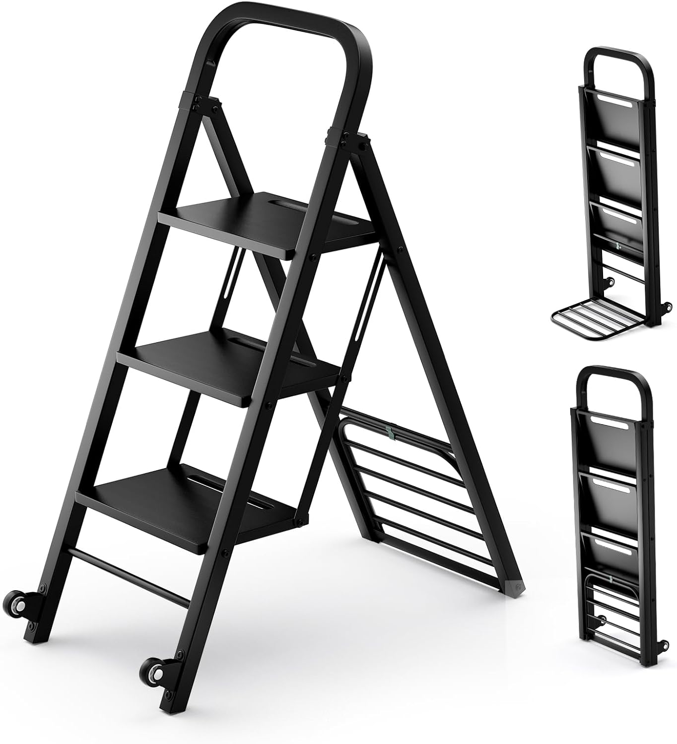 Escabeau et Diable 2 en 1 Pliant en Métal Robuste, Échelle à 3 Marche ...