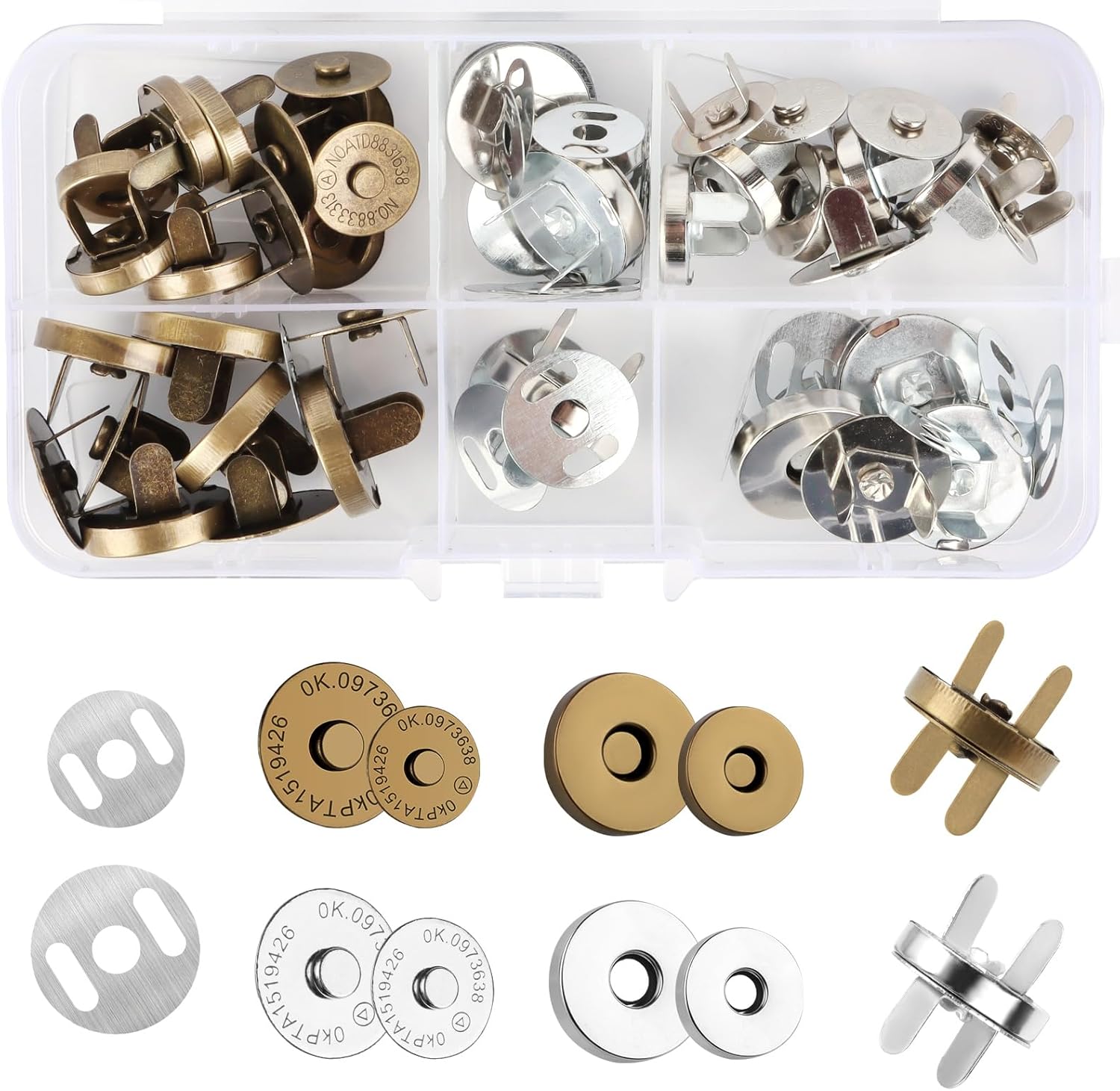 20 szt. magnetycznych zatrzasków – zatrzaski do szycia i majsterkowania, 14 mm i 18 mm