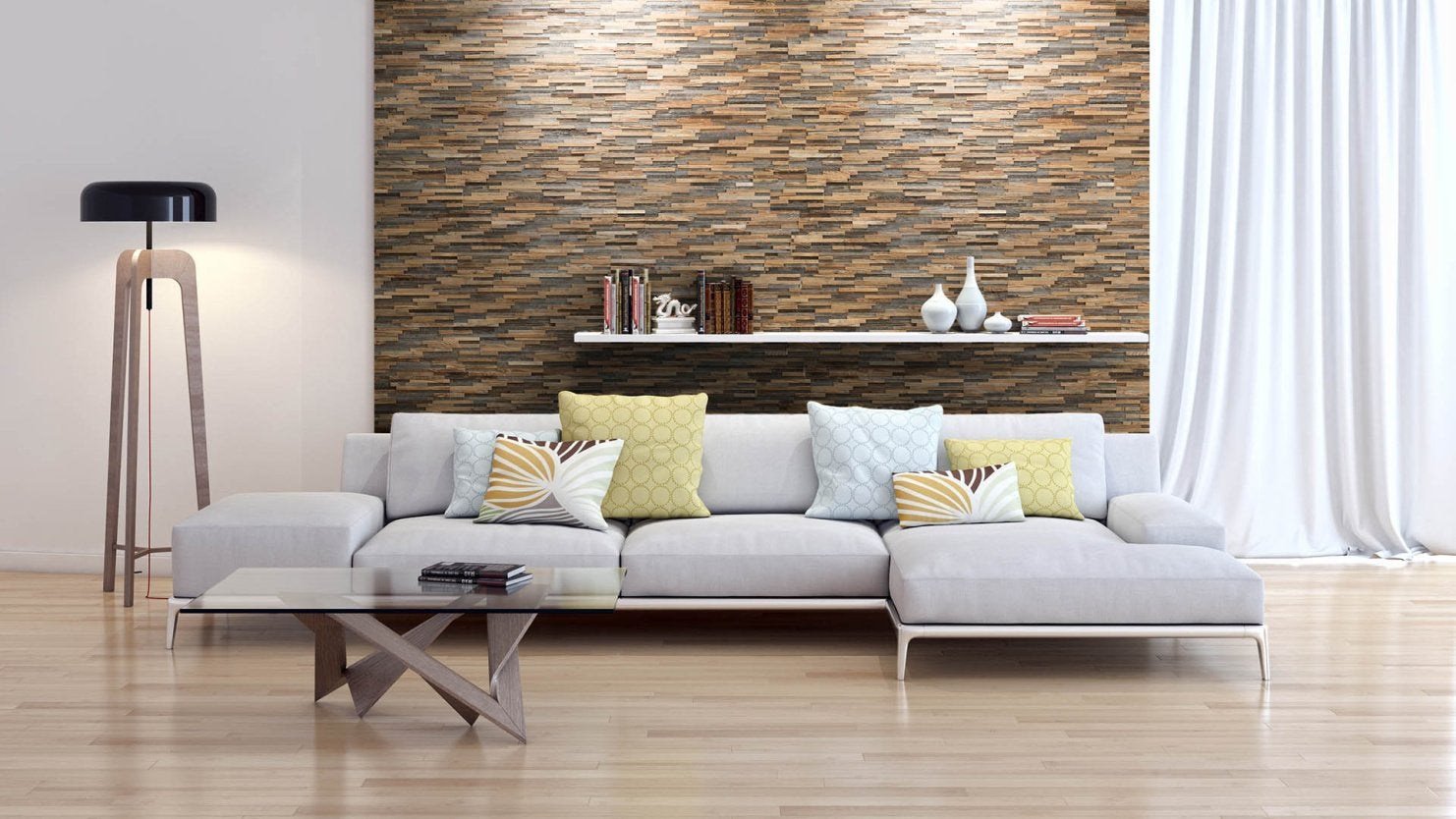 Panel de revestimiento de madera efecto 3d selectio - madera recuperada - 72 x 10 cm - 42 paneles - 3 m²