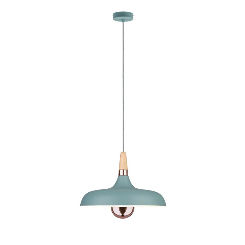 Luminaire en suspension Juna E27 max. 20W Vert satiné, Cuivre, Bois gradable Métal, Bois - 7