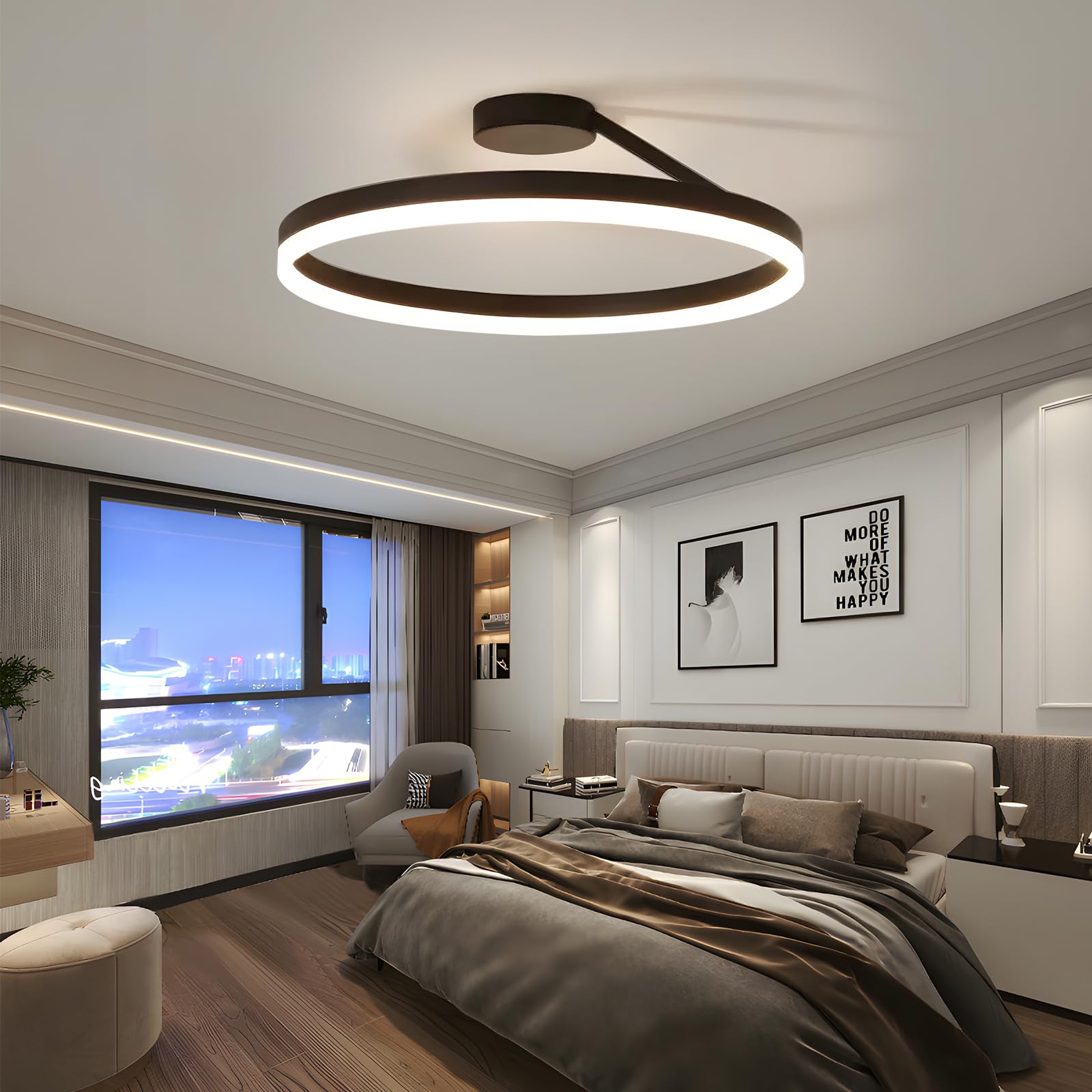 Ściemnialna lampa sufitowa LED z pilotem, nowoczesna lampa wisząca LED, okrągła lampa wpuszczana w sufit o średnicy 30 cm, 3 temperatury barwowe - 3